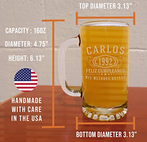 Personalized 16oz Clear Beer Mug - Custom Engraved Gift for Men & Dad
