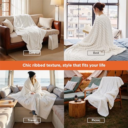 Bedsure GentleSoft White Throw Blanket for Couch, 50x60 Inches