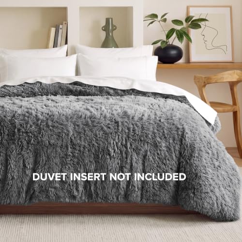 Shaggy Fleece Duvet Cover Twin/Twin XL - Super Soft Grey
