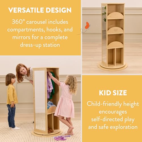 Rotating Kids Dress-Up Storage Station with Mirrors and Shelves