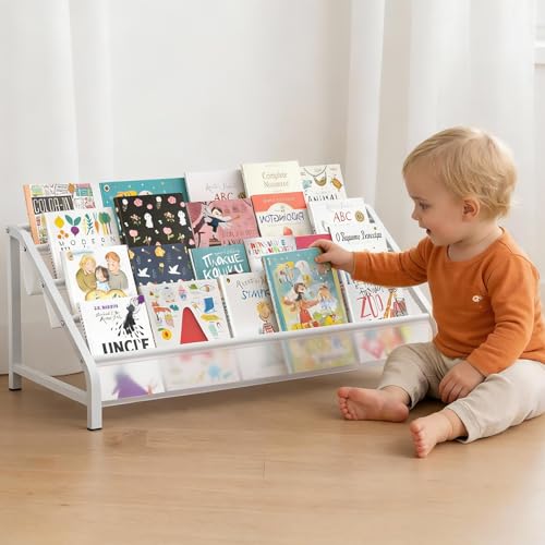4-Tier Kids Bookshelf & Organizer, Montessori Front-Facing Display Stand