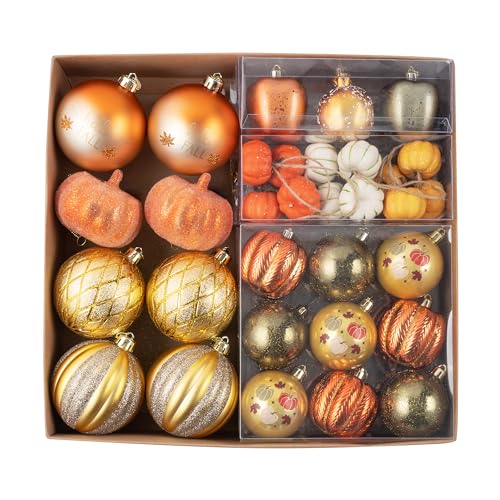 DecorbyHannah 81ct Shatterproof Hanging Fall Ornaments for Thanksgiving & Home Decor