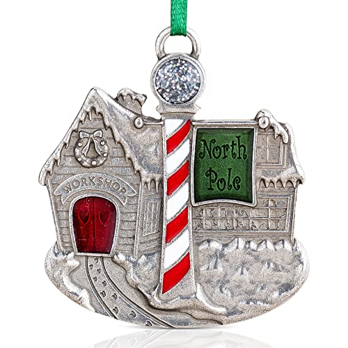 DANFORTH Santa's Workshop Pewter Christmas Ornament - Handcrafted Holiday Decor