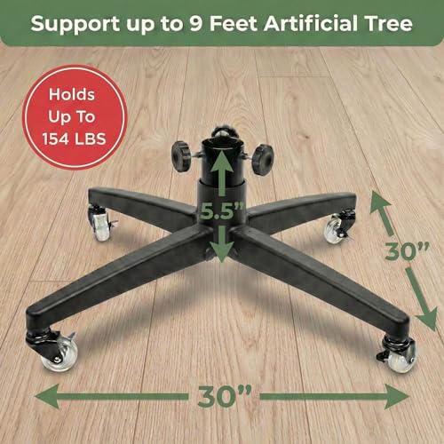 Rolling Heavy-Duty Christmas Tree Stand with Lockable Wheels for 9ft Trees