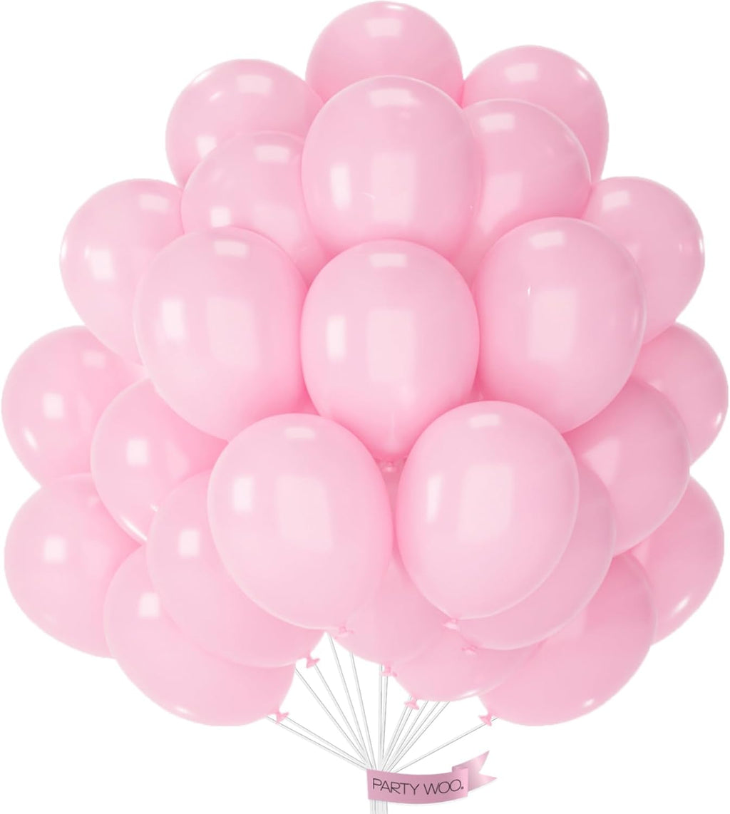 PartyWoo Light Pink Balloons - 101pcs 12 Inch Pastel Balloons for Baby Shower & Birthday Decor