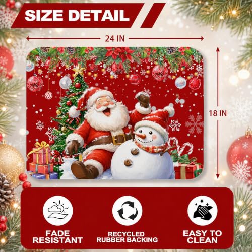TUNSEZ Christmas Santa Snowman Dish Drying Mat 18x24 Inch Holiday Kitchen Decor