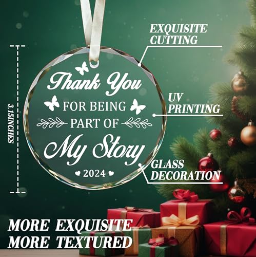Vorruil Thank You Christmas Ornament - Heartfelt Appreciation Gift, Glass Round, Variation: Round-Thank