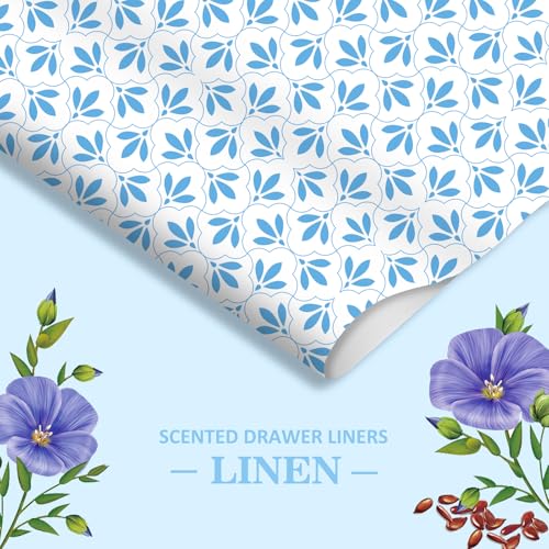 Scented Drawer Liners, 15 Sheets Fresh Linen Shelf Paper for Closet Dresser