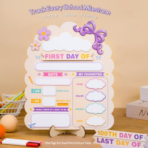 Reusable First Day of School Sign Board with Interchangeable Tags