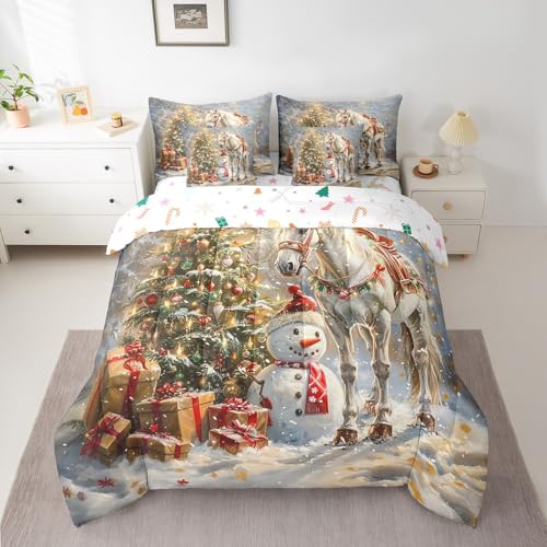 Feelyou Merry Christmas 7-Piece Full Bed in a Bag Set, White/Green