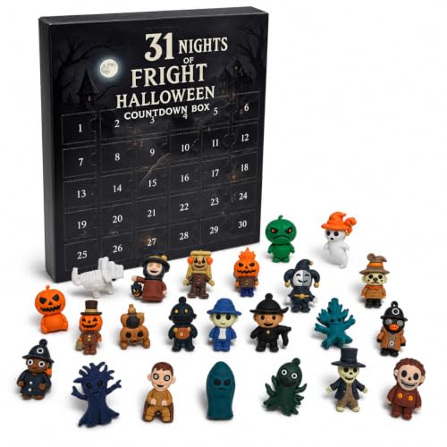Halloween Advent Calendar with 31 Mini Spooky Figurines - 31-Day Countdown Box