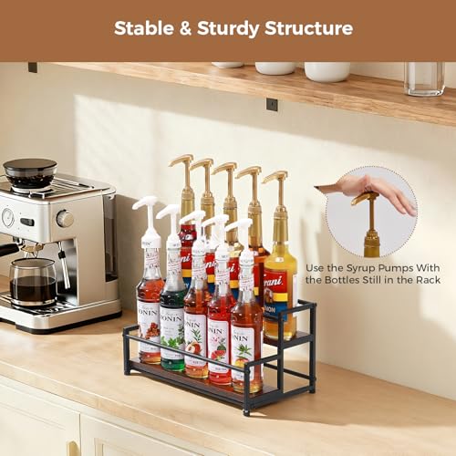 2-Tier Coffee Syrup Organizer Rack - 10-Bottle Countertop Display Stand