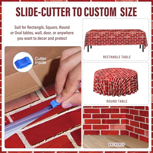 Red Brick Tablecloth Roll 100ft x 54in Waterproof Disposable Party Cover