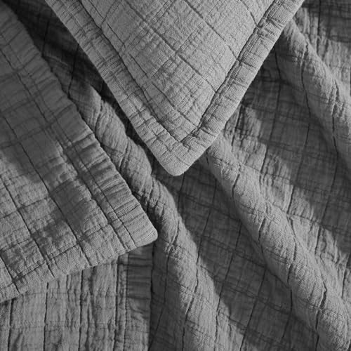 Queen Coverlet - 100% Cotton Jacquard Bedding, Graphite