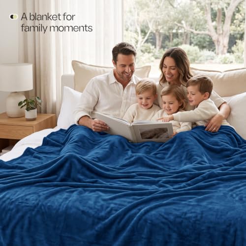 King Size Soft Fleece Blanket - Navy, Lightweight & Cozy (90x102 Inch)