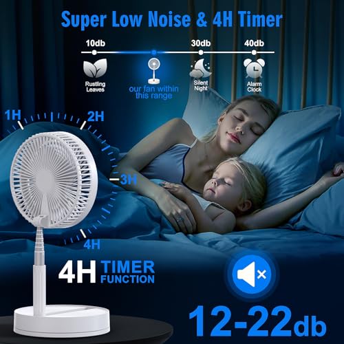 Portable Foldable Oscillating Pedestal Fan with Remote 8000mAh