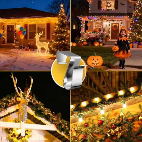 50-Pack Metal Gutter Clips for Outdoor String Lights and Holiday Decor