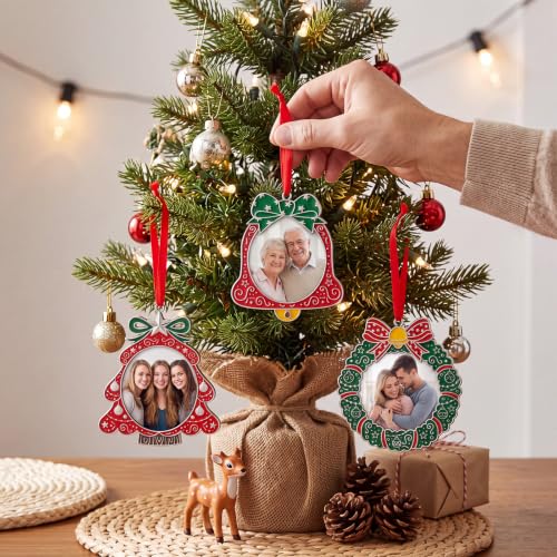 Sliner Christmas Hanging Photo Frame Ornaments - Set of 3, Festive Holiday Decorations