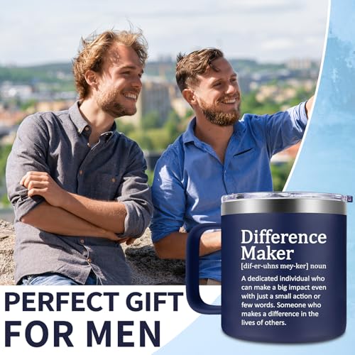 Fufendio Difference Maker Navy Blue 14oz Thank You Mug for Men - Employee & Teacher Gifts