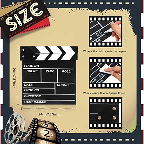 Movie Night Party Decorations: LED Marquee Star Sign and Wood Clapper Board