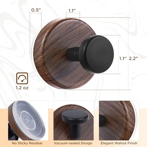 Heavy Duty Suction Cup Wreath Hangers for Front Door - 2 Pack (Walnut)