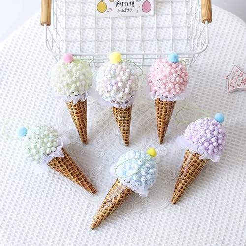 Pink Ice Cream Christmas Tree Ornaments 6Pcs Pastel Macaron Foam Pendants