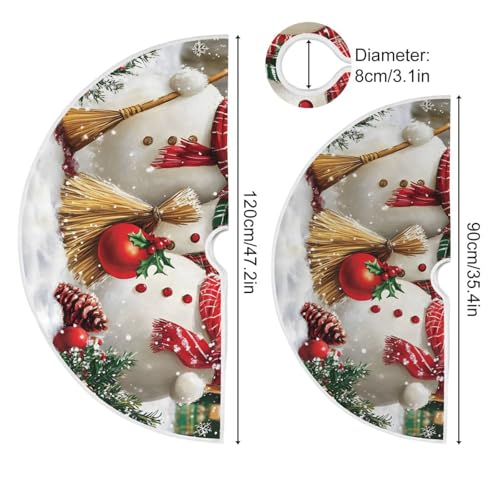 Family Snowmen Burlap Christmas Tree Skirt - Holiday Tree Mat Cover