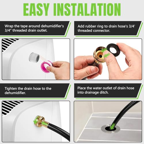 5FT Dehumidifier Drain Hose 3/4 Inch FHT with Leakproof Connector
