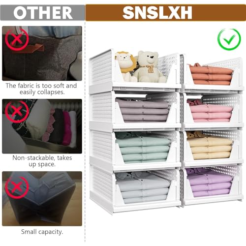 Closet Organizers and Storage 5 Pack, Foldable Plastic Bins for Wardrobe