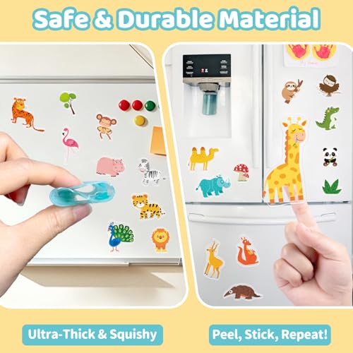 40 Animal Window Clings - Safari Wildlife Jelly Stickers for Kids