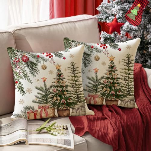 RABUSOFA 18 x 18 Christmas Pillow Cover Snowflake Tree — Multicolor