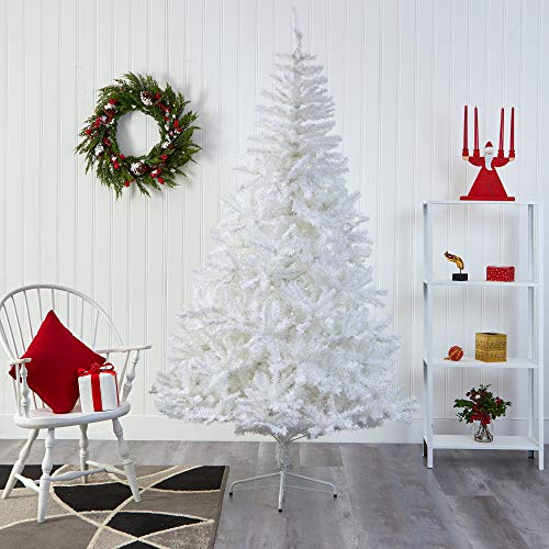 8ft Artificial White Christmas Tree with 1500 Bendable Branches - Realistic Holiday Decor
