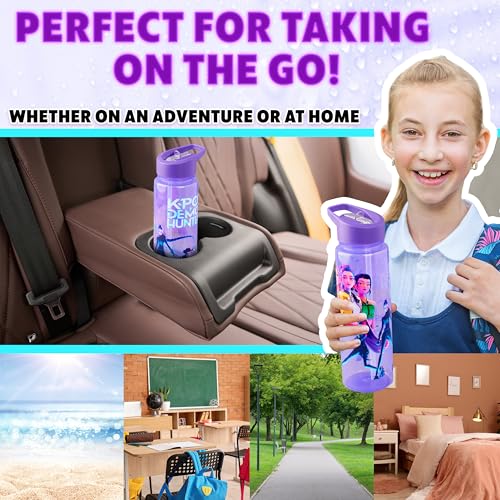 Graphic Water Bottle for Girls 25oz Leak Proof Straw Lid