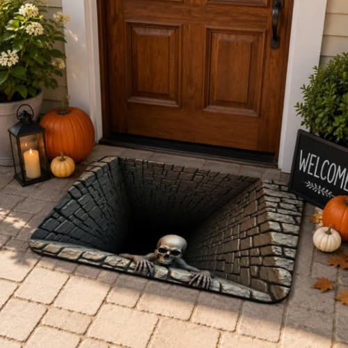 3D Halloween Ghost Skeleton Rug - Non-Slip Entryway Floor Mat 50x80cm