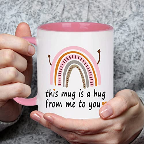WENSSY Friendship Hug Mug 11oz Pink & White for Best Friends & Gifts