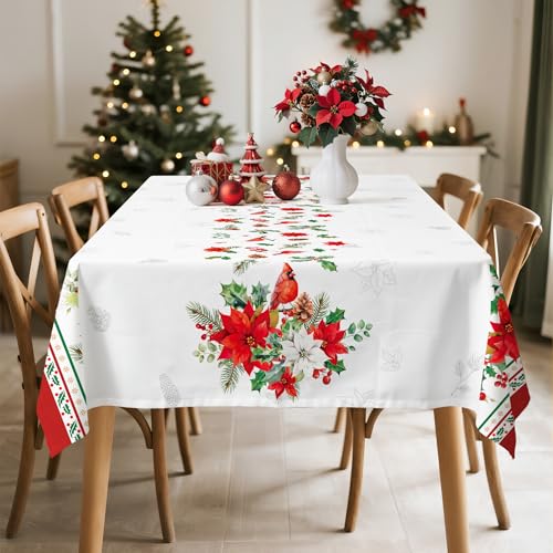 Arquiel Cardinal 104" x 60" Tablecloth Rectangular – Floral Print, Polyester, Water-Resistant