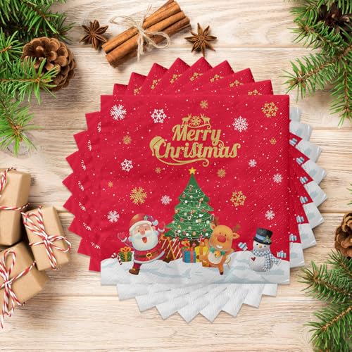 XJLANTTE Red Christmas Napkins 100 Pcs 13x13 inch Snowflake Santa Party Supplies