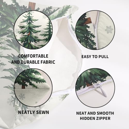 18x18 Inch Winter Christmas Pillow Covers Set of 2 - Forest Green Holiday Decor