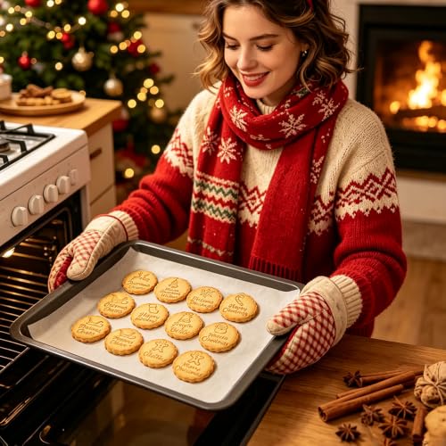 Christmas Cookie Cutters with Stamp - 10pc Plastic Bakeware Set