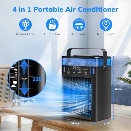 Portable Air Conditioner Mini Desktop AC Fan with Remote 1000ml Tank