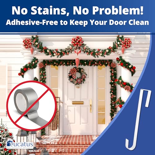 12-Inch Clear Wreath Hanger - Non-Scratch Over the Door Hook for Decor