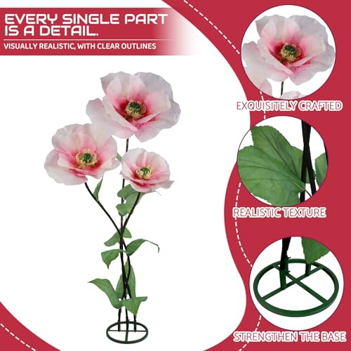 GloBloomia Pink Artificial Giant Flower 3PCS 3D Waterproof Realistic Decor