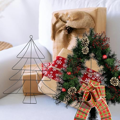 Christmas Tree Wreath Frame, 13-inch Metal Wire Garland Form for DIY Decor