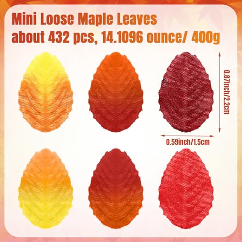 432 Pcs Mini Artificial Maple Leaves for Fall Crafts and Miniature Decor