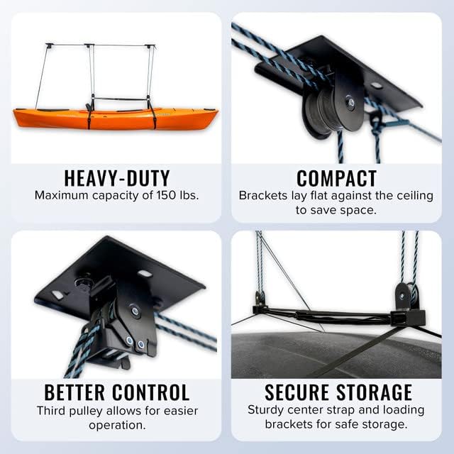 Teal Triangle Ceiling Storage Hoist - Heavy-Duty Garage Lift System Holds 150 lbs | Fits 8-10 ft Ceilings