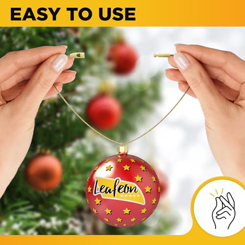 Gold Christmas Ornament Hooks with Snap - 200 Pack Precut String Hangers