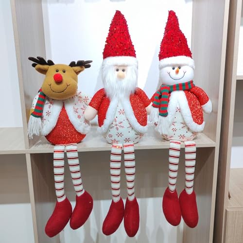 Red Snowman Christmas Stuffed Sitting Santa Reindeer Plush Decoration Gift