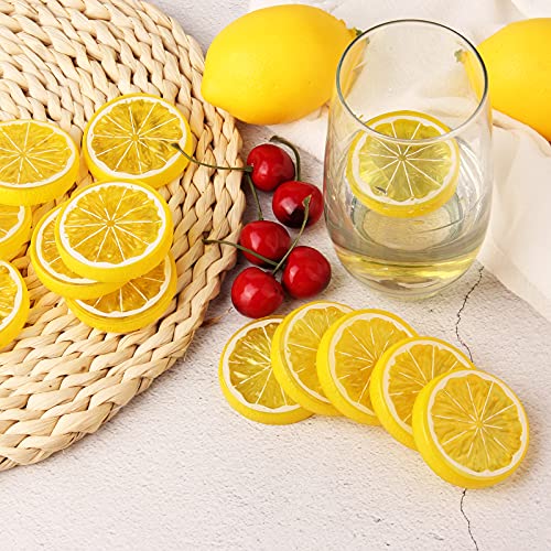 20pcs Artificial Lemon Slices - Decorative Plastic Fruit for Home & Events
