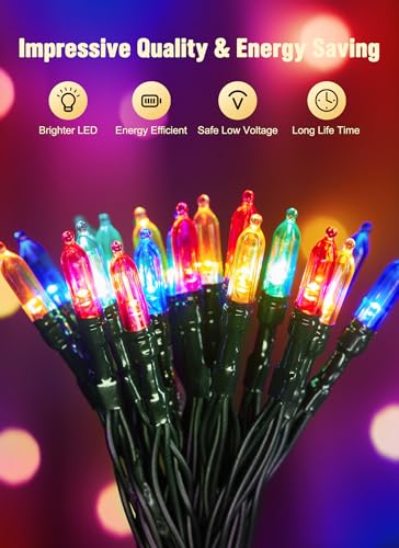 Brightown 8ft Multicolor 20LED Battery-Operated Christmas String Lights with Timer