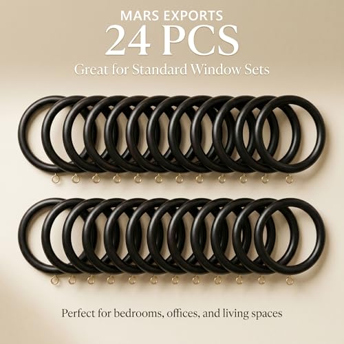 Handmade Beech Wood Curtain Rod Rings - 2.7 Inch Inner Diameter, 24 Pack